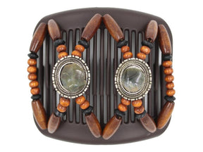 African Butterfly Hair Comb - Gemstone Brown 84