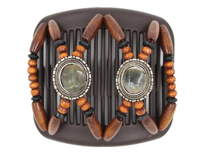 African Butterfly Hair Comb - Gemstone Brown 84