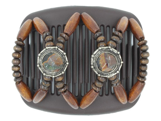 African Butterfly Hair Comb - Gemstone Brown 86