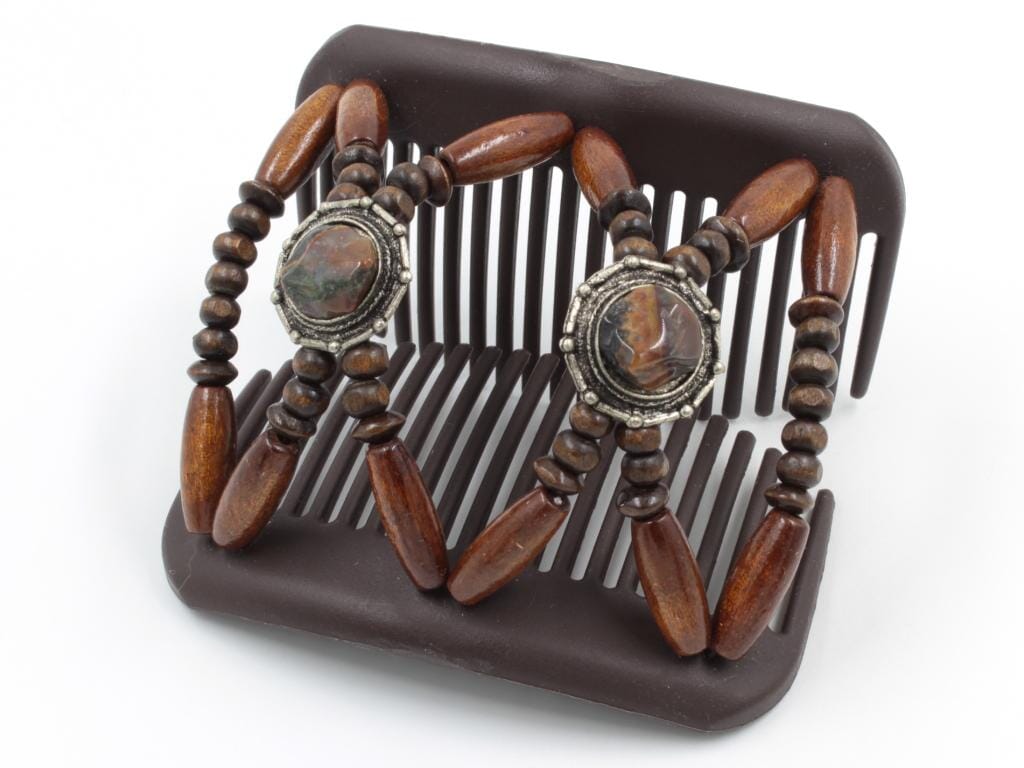 African Butterfly Hair Comb - Gemstone Brown 86