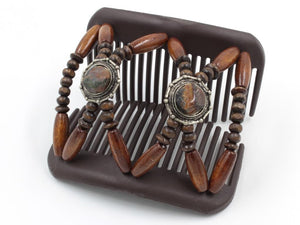 African Butterfly Hair Comb - Gemstone Brown 86
