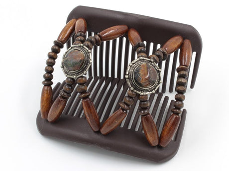 African Butterfly Hair Comb - Gemstone Brown 86