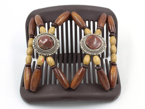 African Butterfly Hair Comb - Gemstone Brown 87