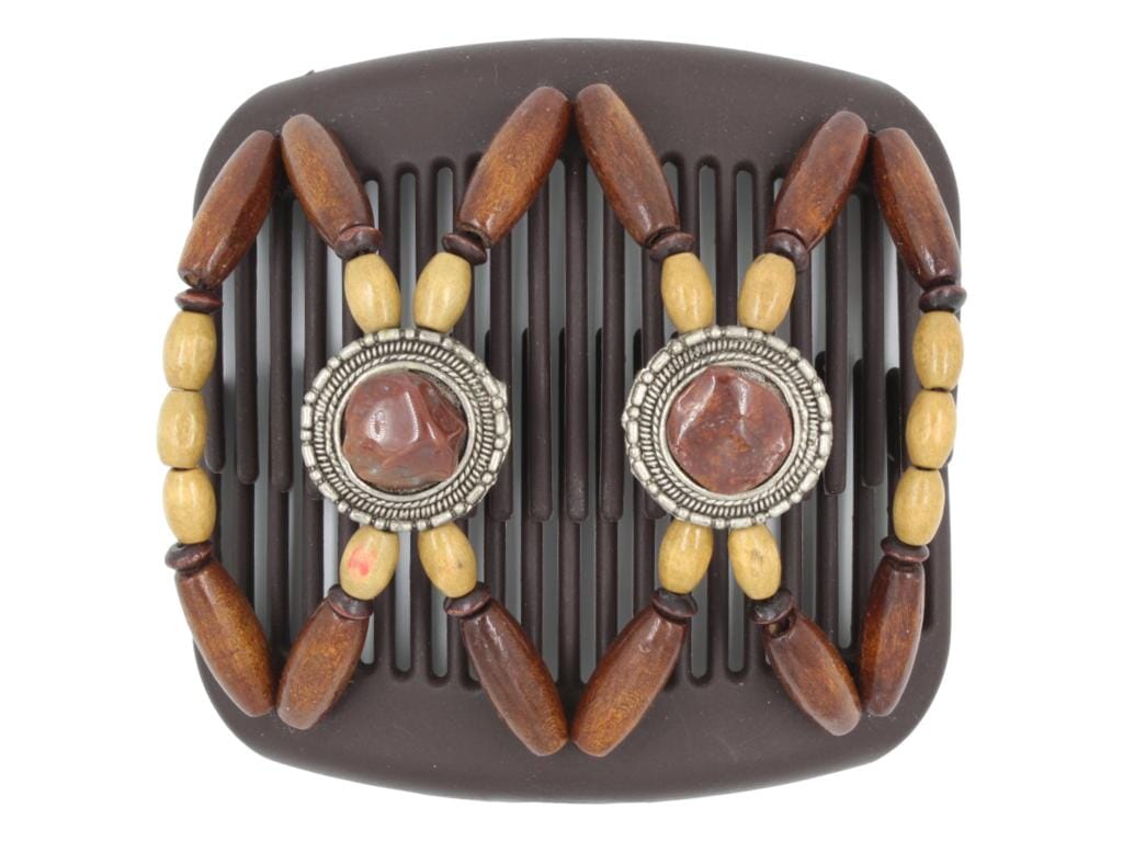 African Butterfly Hair Comb - Gemstone Brown 87