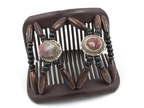 African Butterfly Hair Comb - Gemstone Brown 88