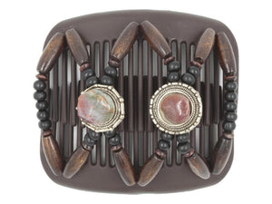 African Butterfly Hair Comb - Gemstone Brown 88