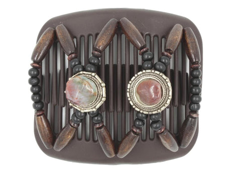 African Butterfly Hair Comb - Gemstone Brown 88