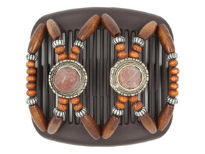African Butterfly Hair Comb - Gemstone Brown 89