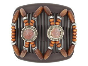 African Butterfly Hair Comb - Gemstone Brown 89