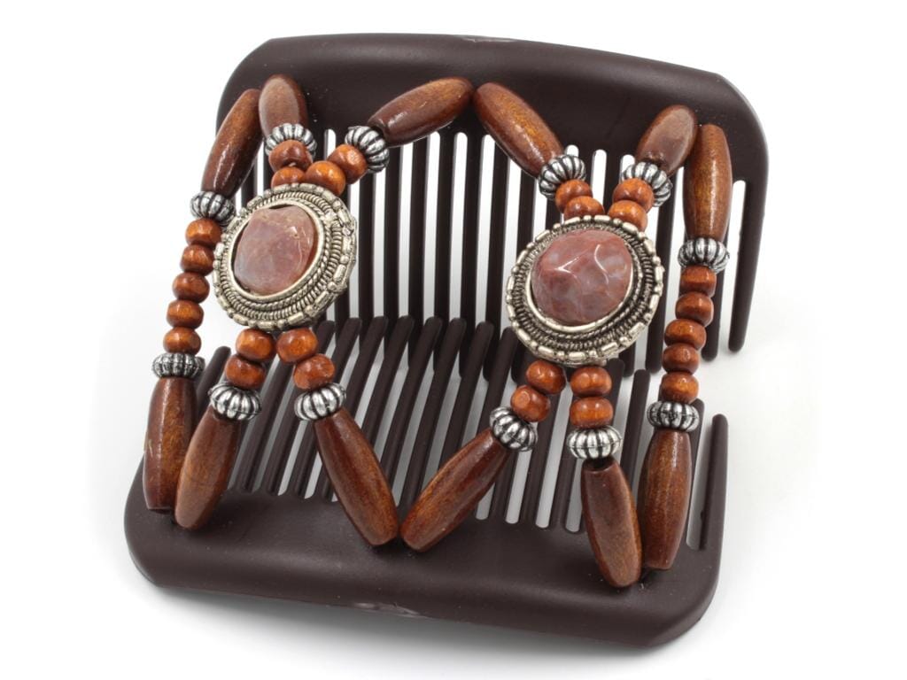 African Butterfly Hair Comb - Gemstone Brown 89
