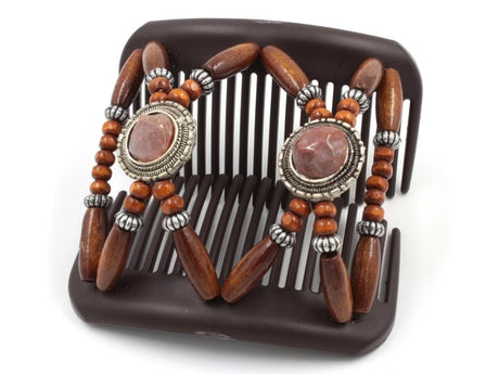 African Butterfly Hair Comb - Gemstone Brown 89