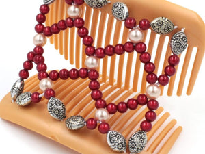 African Butterfly Hair Comb - Ndalena Blonde Pearl 11