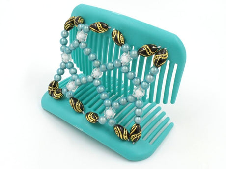 African Butterfly Hair Comb - Ndalena Turquoise 16