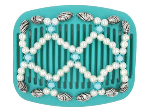 African Butterfly Hair Comb - Ndalena Turquoise 19