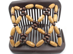 African Butterfly Hair Comb - Ndebele Brown 130