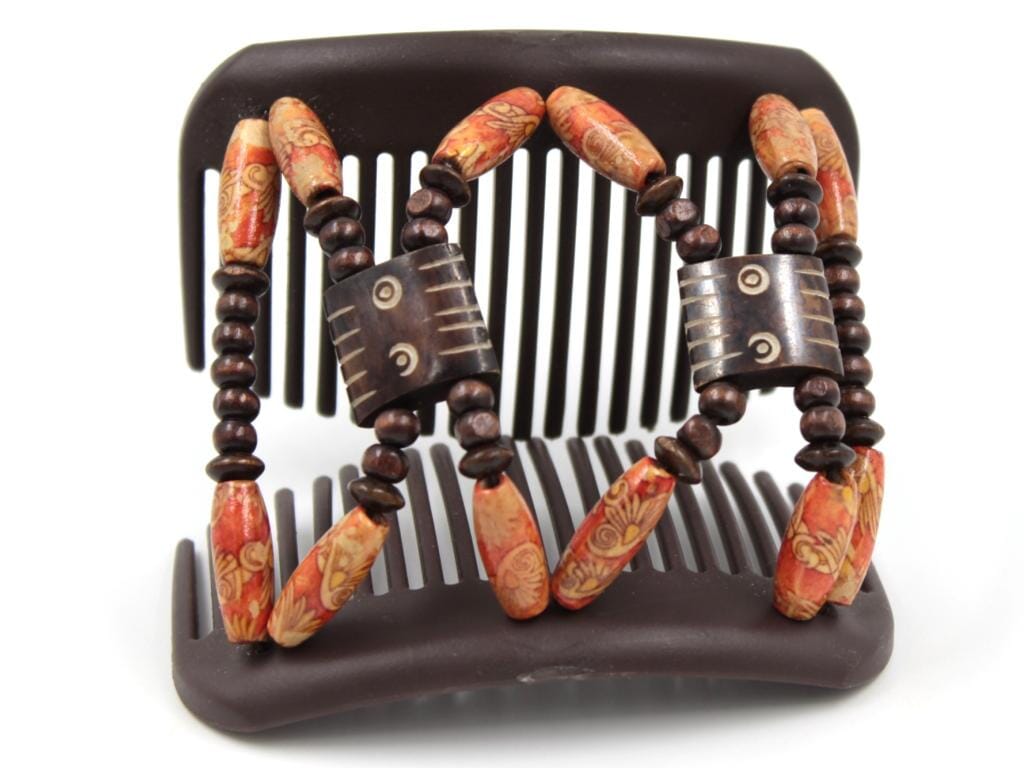 African Butterfly Hair Comb - Stones & Bones Brown 125