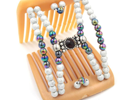 African Butterfly LadyBug Hair Comb - Blonde Pearl 38
