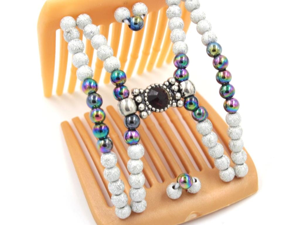 African Butterfly LadyBug Hair Comb - Blonde Pearl 38