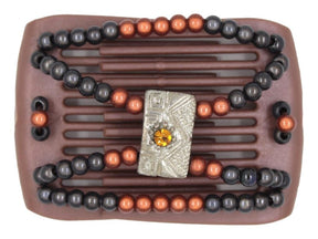 African Butterfly LadyBug Hair Comb - Brown Pearl 43