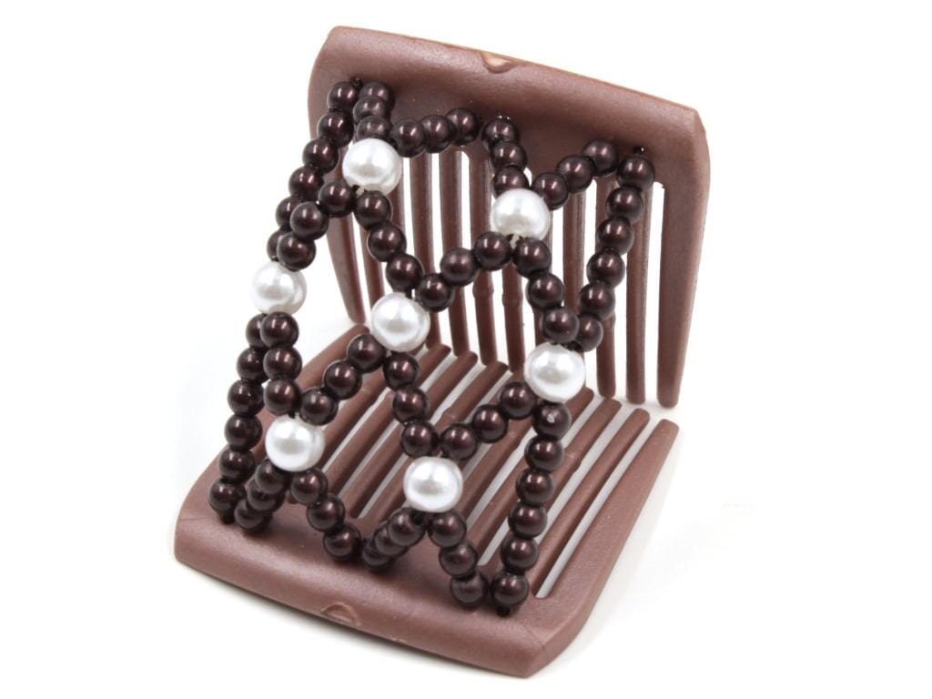 African Butterfly LadyBug Hair Comb - Brown Pearl 46