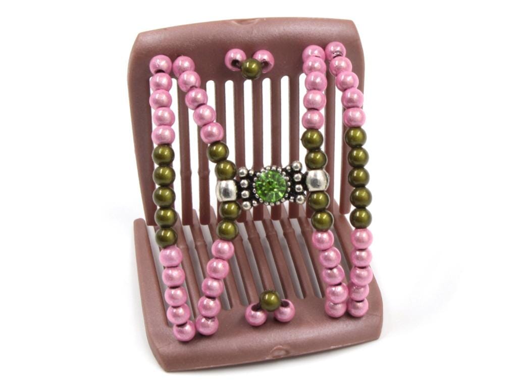African Butterfly LadyBug Hair Comb - Brown Pearl 47