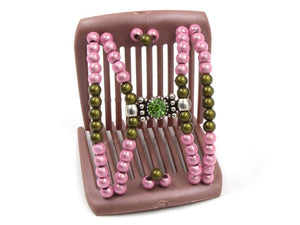 African Butterfly LadyBug Hair Comb - Brown Pearl 47