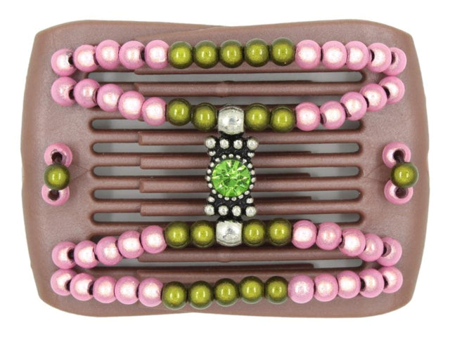African Butterfly LadyBug Hair Comb - Brown Pearl 47