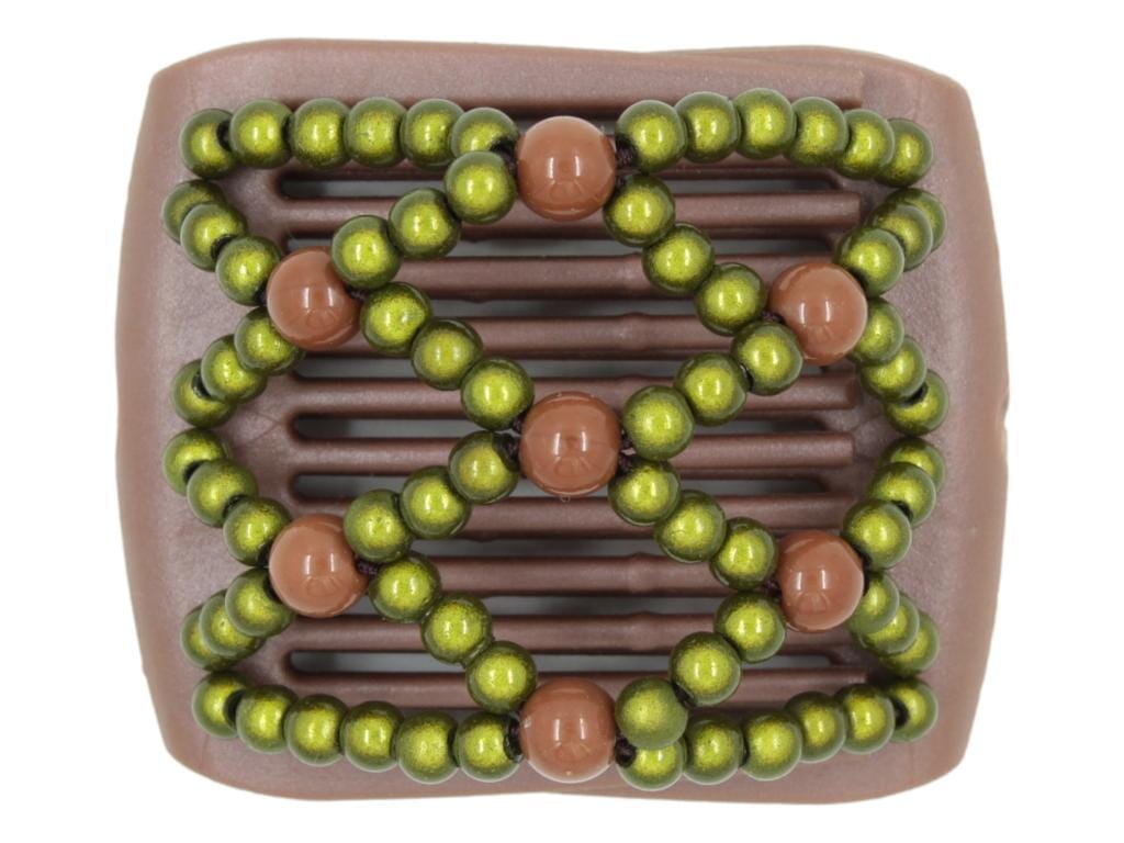 African Butterfly LadyBug Hair Comb - Brown Pearl 48