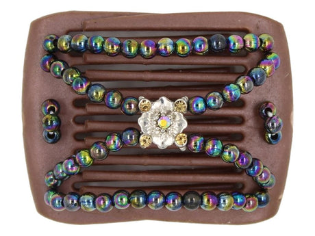African Butterfly LadyBug Hair Comb - Brown Pearl 50