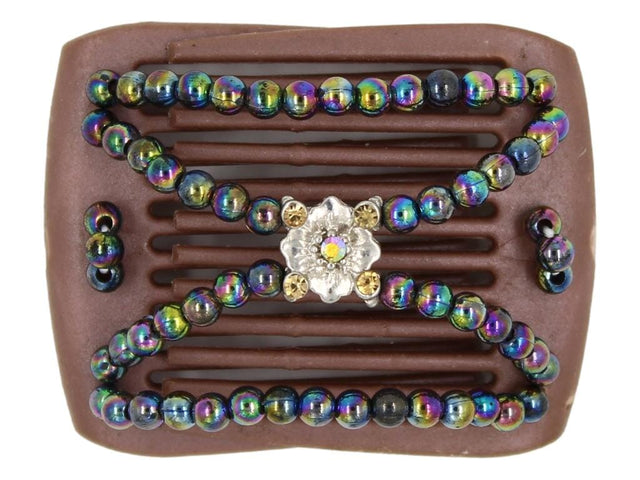 African Butterfly LadyBug Hair Comb - Brown Pearl 50
