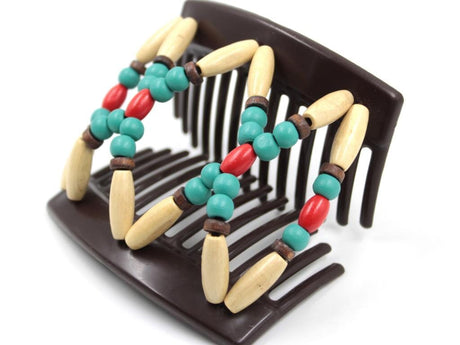 African Butterfly Thick Hair Comb - Beada Brown 238