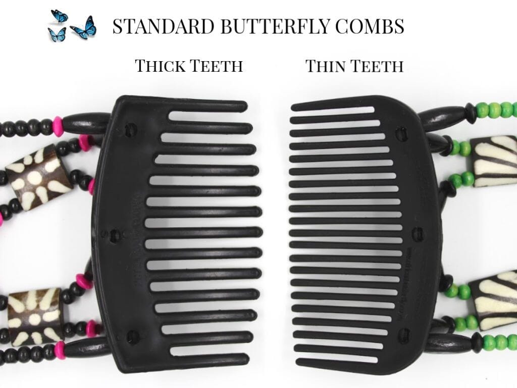 African Butterfly Thick Hair Comb - Beada Tube Black 66