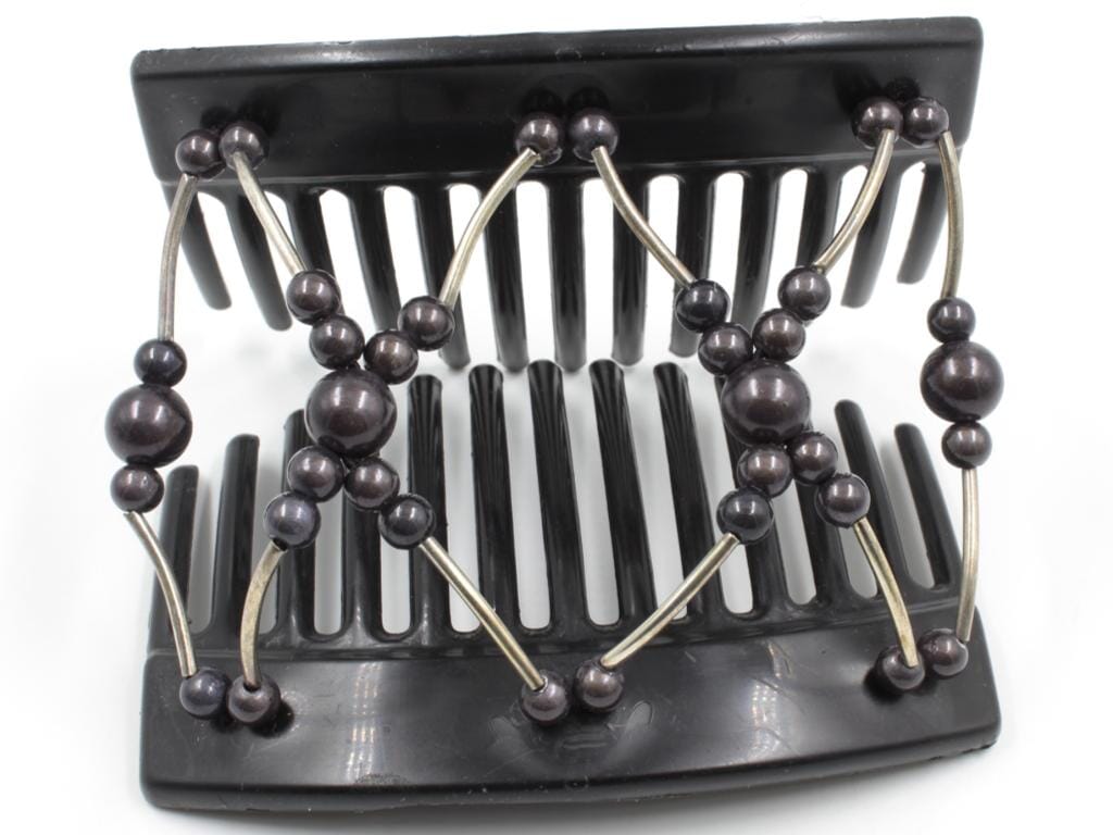 African Butterfly Thick Hair Comb - Beada Tube Black 77