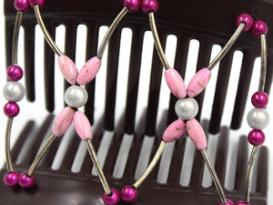 African Butterfly Thick Hair Comb - Beada Tube Brown 69