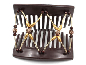 African Butterfly Thick Hair Comb - Beada Tube Brown 72