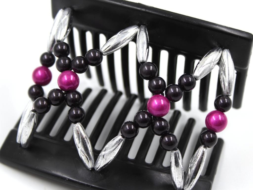 African Butterfly Thick Hair Comb - Dalena Black 138