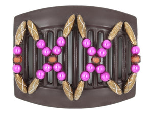 African Butterfly Thick Hair Comb - Dalena Brown 154