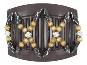 African Butterfly Thick Hair Comb - Dalena Brown 155