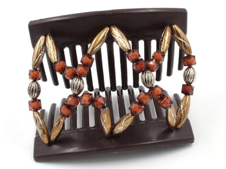 African Butterfly Thick Hair Comb - Dalena Brown 156