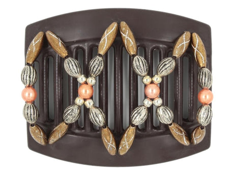 African Butterfly Thick Hair Comb - Dalena Brown 158