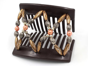 African Butterfly Thick Hair Comb - Dalena Brown 158
