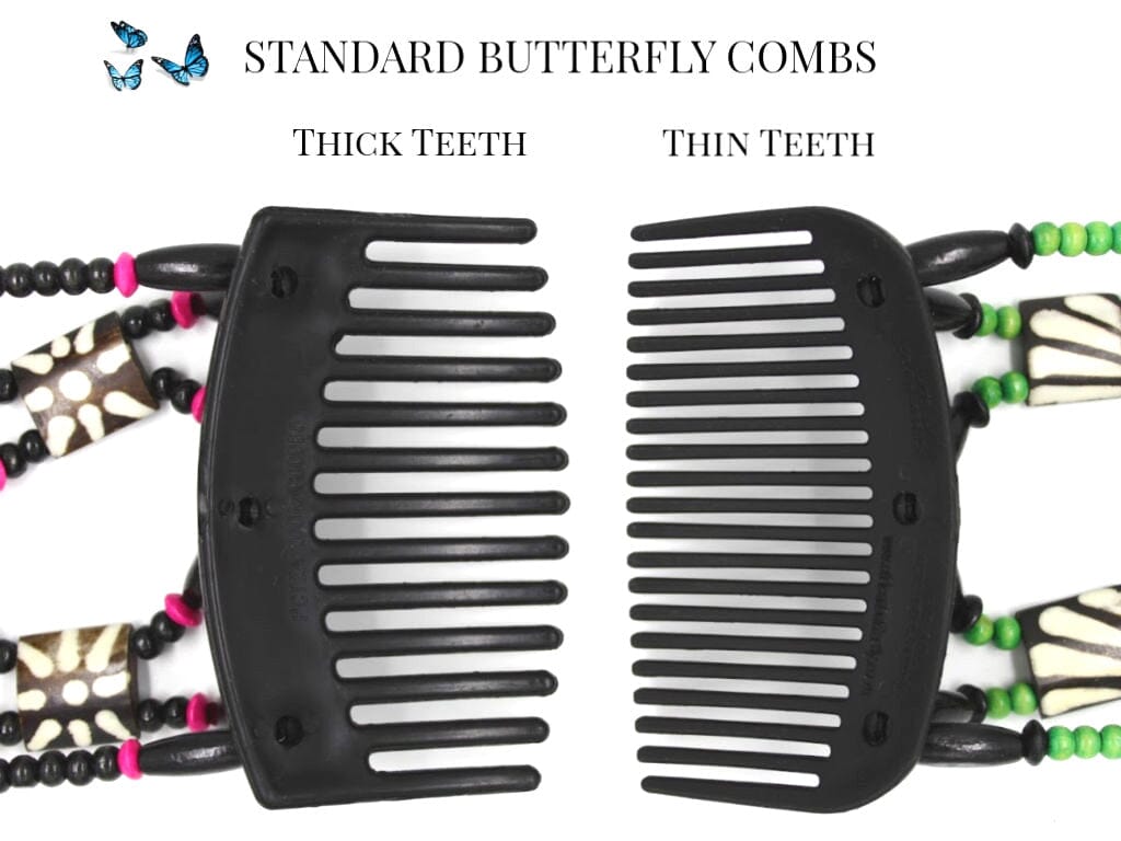 African Butterfly Thick Hair Comb - Dalena Brown 76