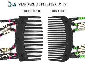 African Butterfly Thick Hair Comb - Dupla Brown 29