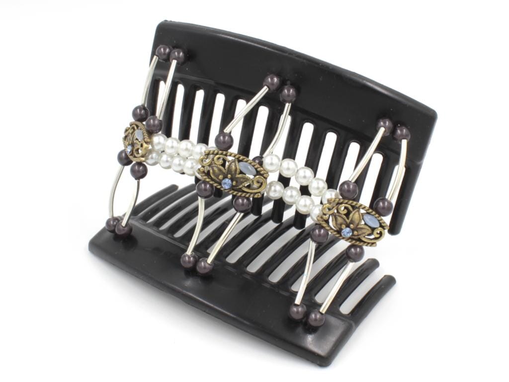 African Butterfly Thick Hair Comb - Flowers Black 56
