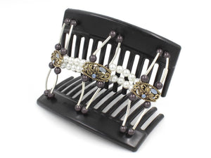African Butterfly Thick Hair Comb - Flowers Black 56