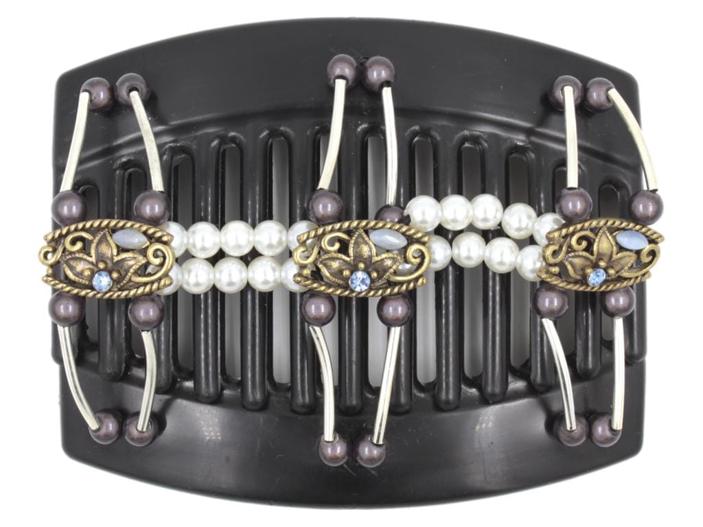 African Butterfly Thick Hair Comb - Flowers Black 56