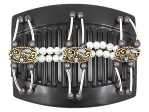 African Butterfly Thick Hair Comb - Flowers Black 56