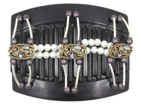 African Butterfly Thick Hair Comb - Flowers Black 56