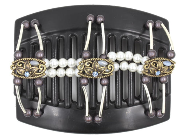 African Butterfly Thick Hair Comb - Flowers Black 56