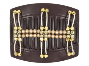 African Butterfly Thick Hair Comb - Flowers Brown 71